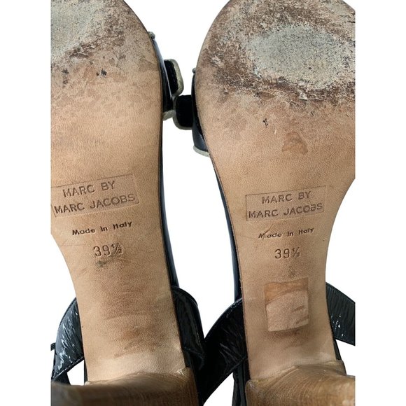 Marc By Marc Jacobs Shoes 39.5 Ankle Strap Heel Sandal Open Toe Italy Black 6781 - Picture 9 of 9